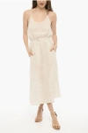 Woolrich Awning Striped Linen Maxi Dress With Belt