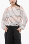 Woolrich Balanced Stripe Varsity Linen Blend Blouse