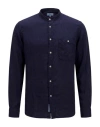 Woolrich Band Collar Linen Shirt Man Shirt Navy Size M Linen