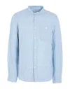 Woolrich Band Collar Linen Shirt Man Shirt Sky Blue Size L Linen