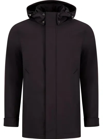 Woolrich Soft Shell Barrow Mac Coat In Black