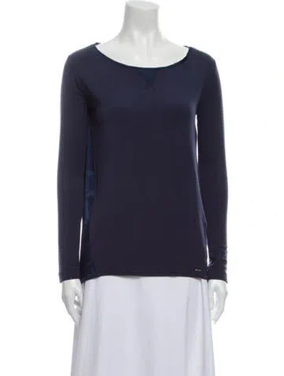 Pre-owned Woolrich Bateau Neckline Long Sleeve Top In Blue