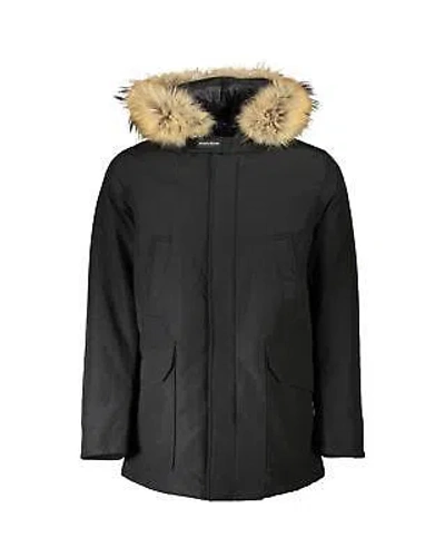 Pre-owned Woolrich Baumwoll-parka-jacke Mit Kapuze Und Vier Taschen - Jackets - Black In Schwarz