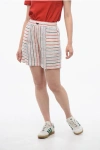 Woolrich Bayadere Patterned Varsity Linen Blend Shorts