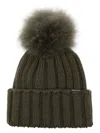 Woolrich Beanie Cashmere "pom Pom" In Green