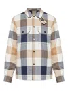 Woolrich Checked Wool Blend Shirt Jacket With Chest Pockets In Neutral
