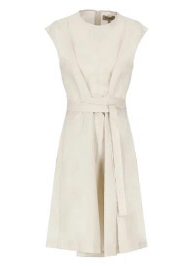 Woolrich Beige Cotton Poplin Belted Dress