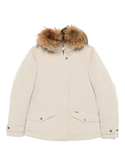 WOOLRICH WOOLRICH BEIGE FUR TRIM COAT