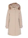 Woolrich Beige Grace Fur Parka In Brown