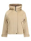 Woolrich Hooded Corduroy Jacket Adjustable Cuffs In Brown