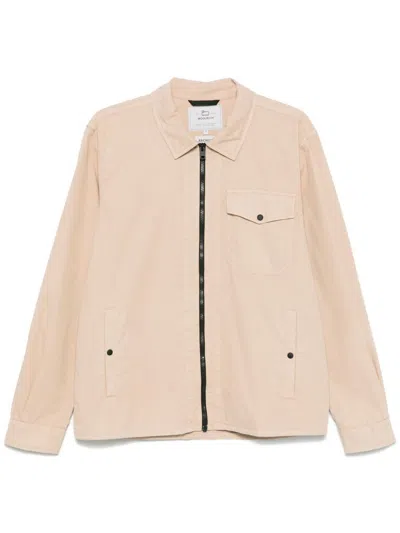 Woolrich Beige Jacket With Pockets And Zip Closure In White