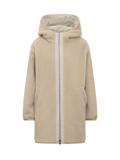 Woolrich Beige Solid Hood Jacket In White