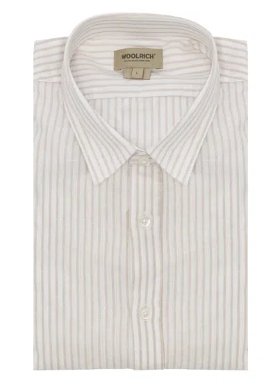 Woolrich Beige Striped Shirt In Neutral