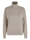 Woolrich Beige Turtleneck Sweater With Ribbed Detailing In Neutral