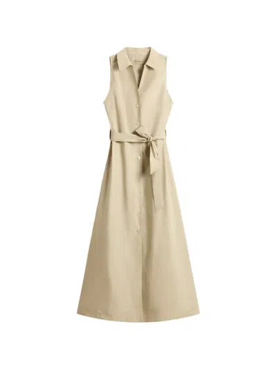 Woolrich Belt Cotton Shirt Dress In Neutral