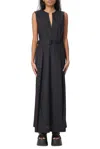 Woolrich Belted Long Dress In Black
