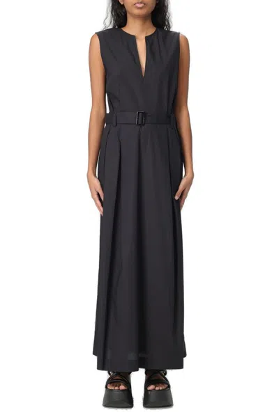 Woolrich Belted Long Dress In Black
