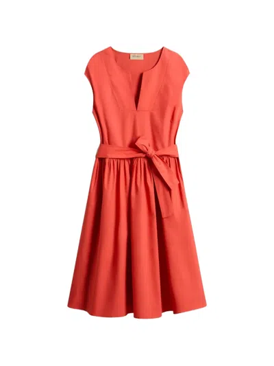 Woolrich Belted Cotton-poplin Dress In Orange