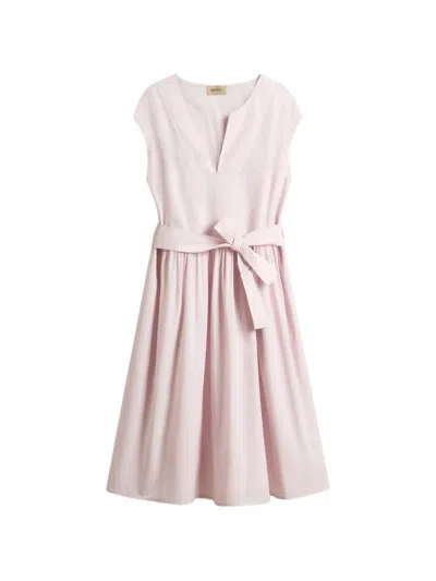 Woolrich Belted Cotton-poplin Midi Dress In Pink