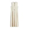 Woolrich Long Cotton Dress Detachable Belt In Light Oak