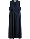 Woolrich Belted Waist Cotton Dress In Blue