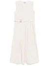 Woolrich Long Cotton Dress Detachable Belt In Neutrals