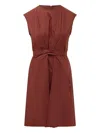 Woolrich Belted Poplin Dress In Red