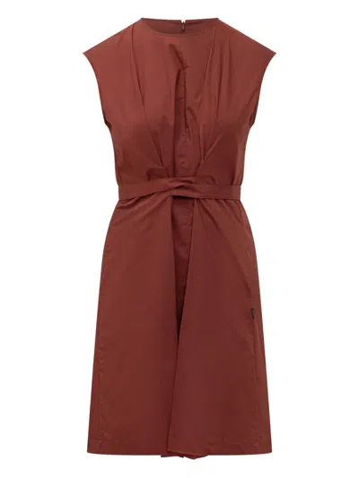 Woolrich Belted Poplin Dress In Red