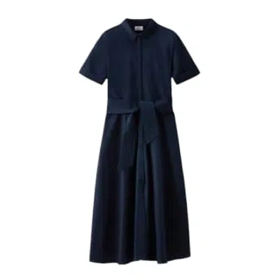 Woolrich Belted Poplin Dress Woman Melton Blue