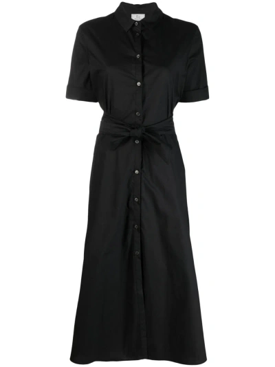 Woolrich Belted Poplin Shirt Dress In Black