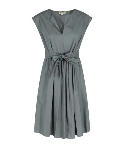 Woolrich Belted Poplin Short Dress In Gray