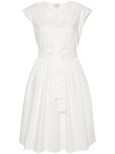 Woolrich Belted Poplin Short Dress In White