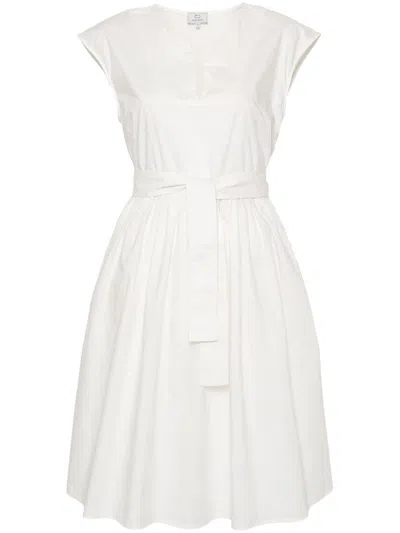 Woolrich Belted Poplin Short Dress In White