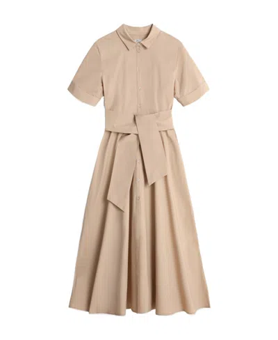 Woolrich Belted Short-sleeved Shirt Dress In Gray
