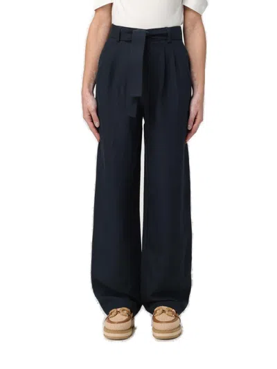 Woolrich Belted Straight-leg Trousers In Blue