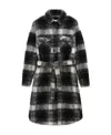 Woolrich Belted-waist Checkered Coat In Black