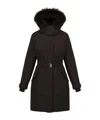Woolrich Belted Waist Hooded Padded Coat In Black