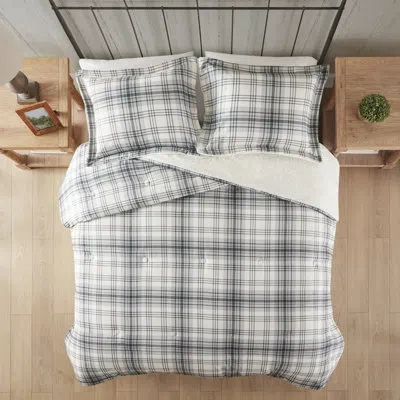 Woolrich Bernston Faux Wool To Faux Fur Down Alternative Comforter Set In Gray,white