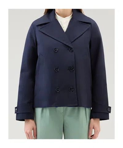 Woolrich Best Cotton Peacoat Havice In Blue