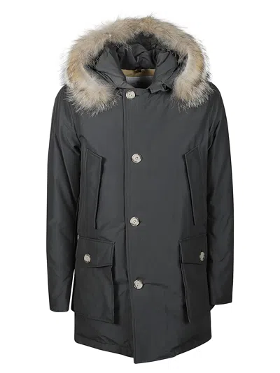 Woolrich Black Arctic Detachable Fur Parka In Multi