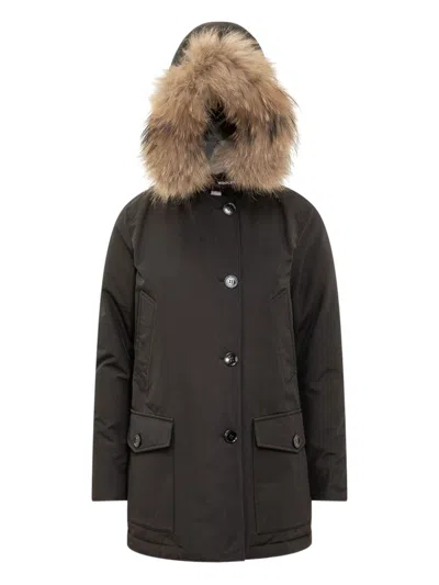 Woolrich Black Arctic Parka Removable Hood Coat