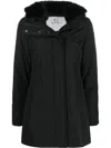 Woolrich Solid Color Luxury Down Jacket With Hidden Closure In Black