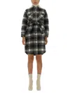 Woolrich Checkered Pattern Coat With Classic Collar In Multi