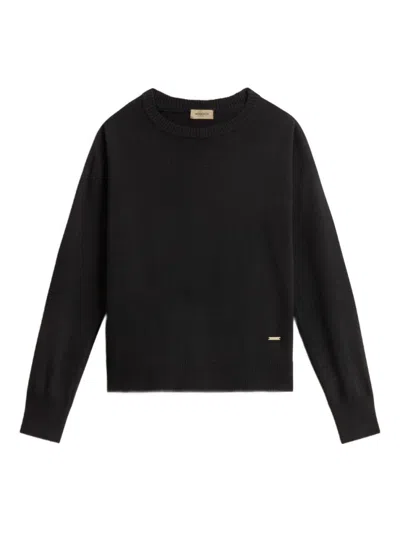 WOOLRICH BLACK CREW-NECK SWEATER