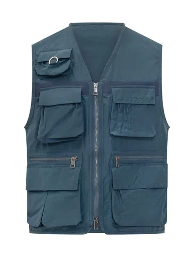 Woolrich Black Label Fishing Vest In Blue