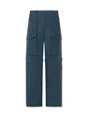 Woolrich Steel Blue Trousers With Concealed Fastening And Zip Pockets In Blue