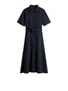 Woolrich Black Long Dress With Short Sleeves And Belt In Blue