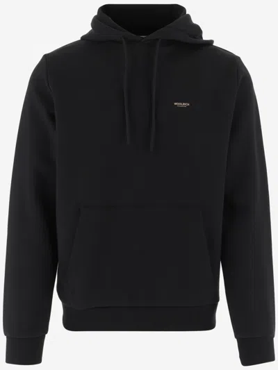 WOOLRICH BLACK LONG SLEEVES LOGO HOODIE