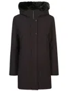 Woolrich Mid-length Hooded Coat In Black