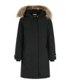 Woolrich Long Sleeved Hooded Coat In Black